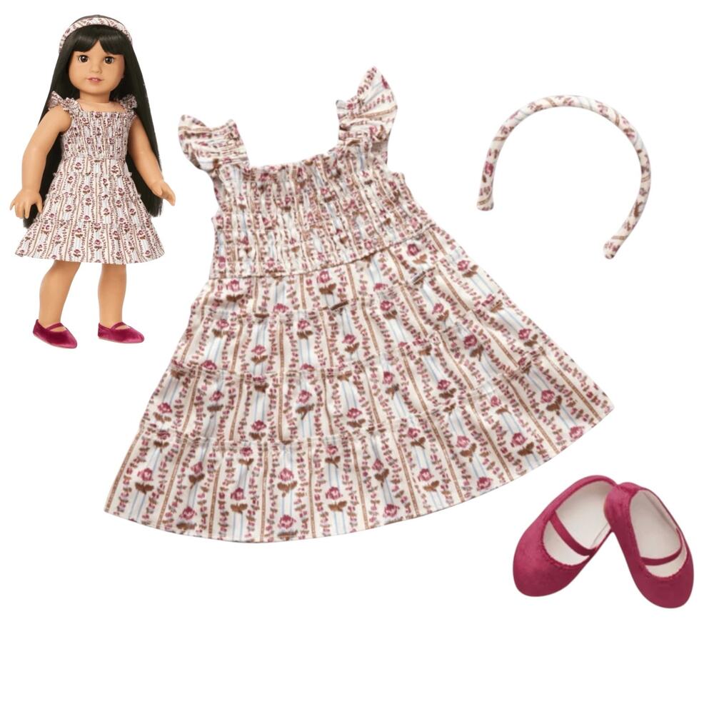 American Girl Hill House Felicity Doll Ellie Nap Dress Velvet Shoes Headband Box